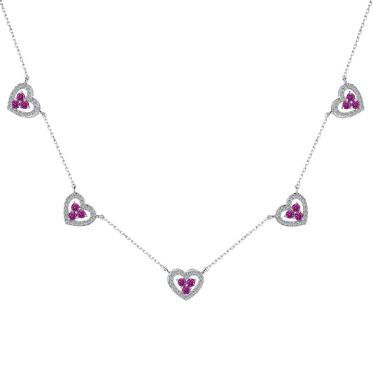 [LoveMore Jewelry]Sparkling Five Heart Necklace