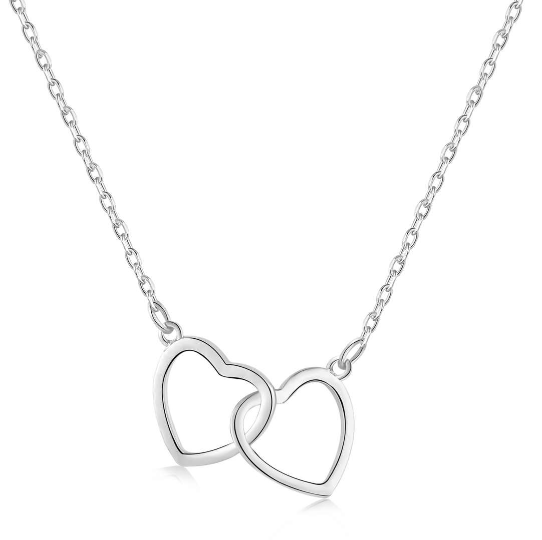 [LoveMore Jewelry]Sterling Silver Love Double Ring Necklace