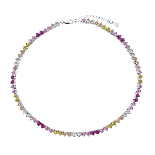 [LoveMore Jewelry]Sparkling Colorful Full Heart Tennis Necklace