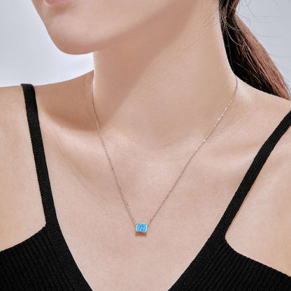 [LoveMore Jewelry]Luxurious Square Shape Colorful Necalack