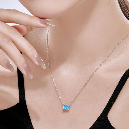 [LoveMore Jewelry]Luxurious Square Shape Colorful Necalack
