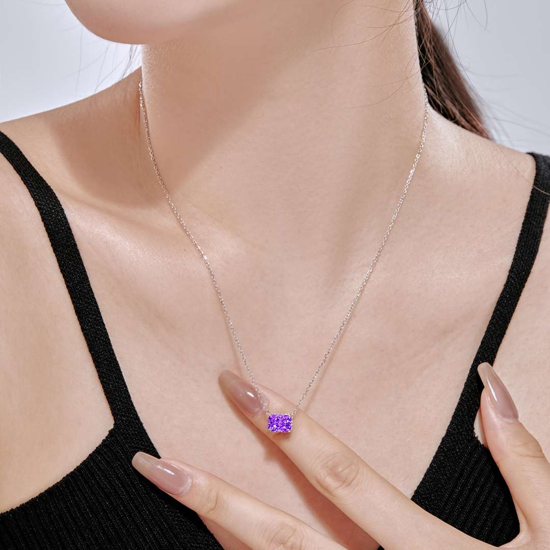 [LoveMore Jewelry]Luxurious Square Shape Colorful Necalack