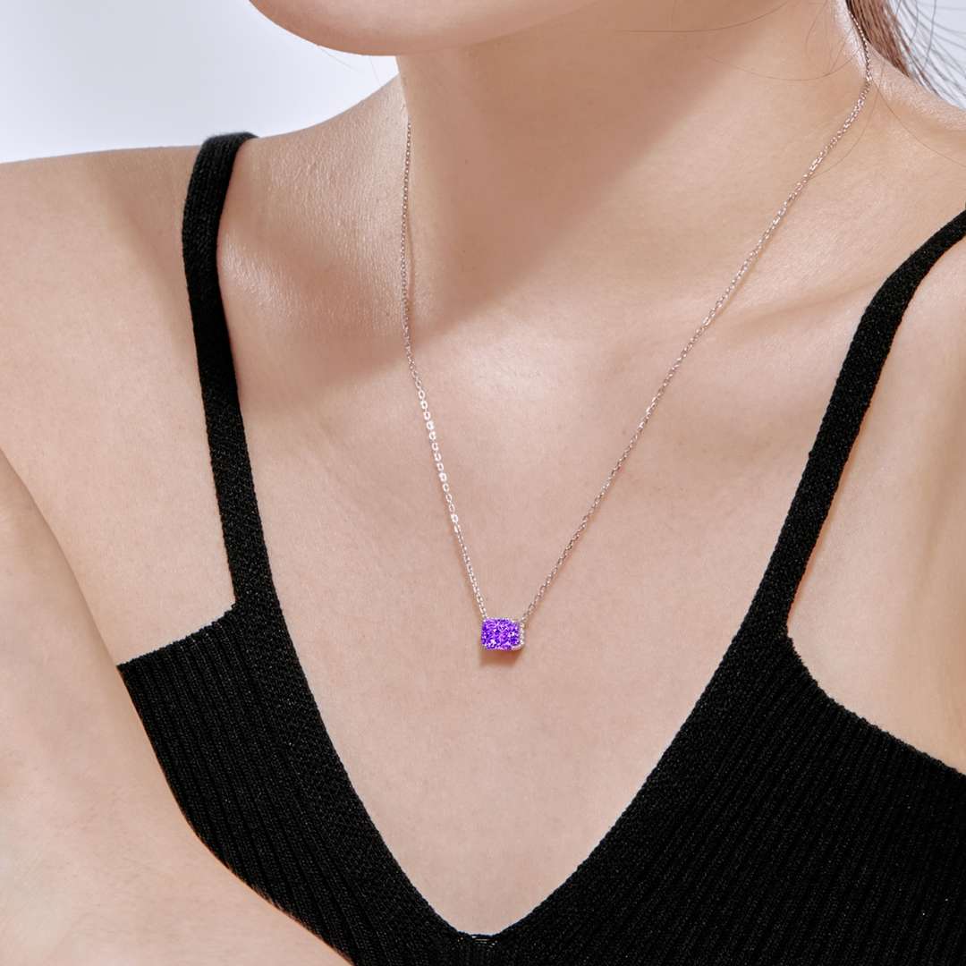 [LoveMore Jewelry]Luxurious Square Shape Colorful Necalack