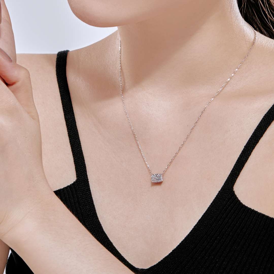 [LoveMore Jewelry]Luxurious Square Shape Colorful Necalack