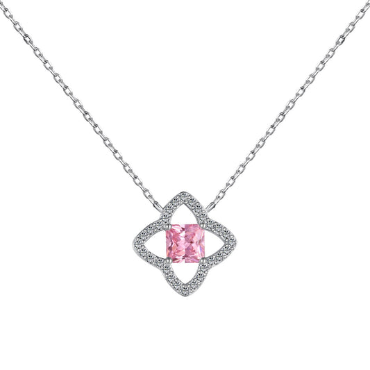 [LoveMore Jewelry]Exquisite Flower Shape Princess Cut Necklace