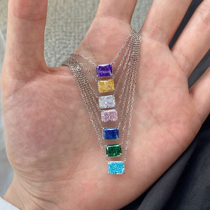 [LoveMore Jewelry]Luxurious Square Shape Colorful Necalack