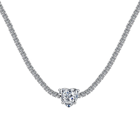 [LoveMore Jewelry]2.0 Carat Sparkling Tennis Heart Cut Necklace