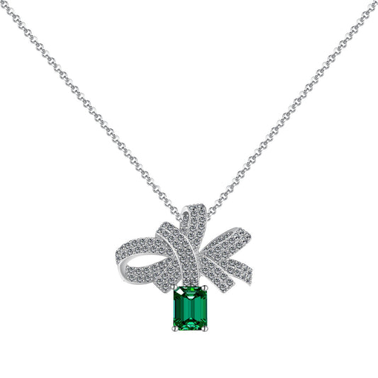 [LoveMore Jewelry]Luxurious Flower Shape Emerald Cut Necklace