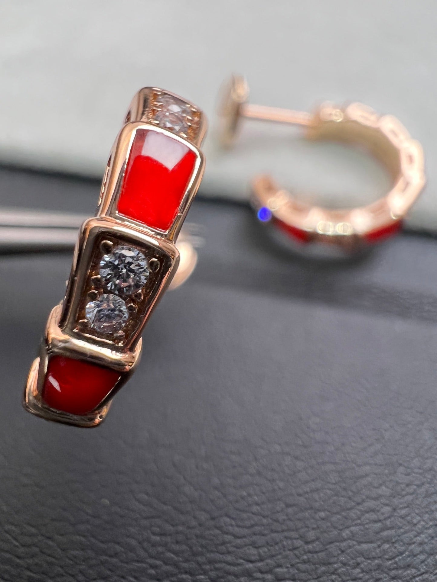 [LoveMore Jewelry]SERPENTI CARNELIAN PINK GOLD EARRINGS