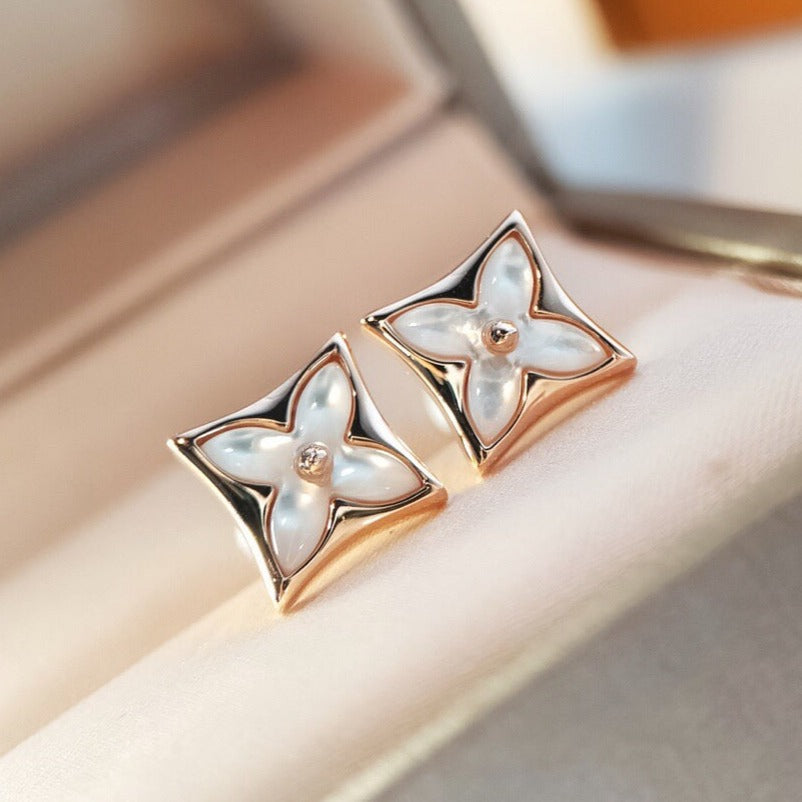 [LoveMore Jewelry]STAR MOP PINK GOLD EARRINGS