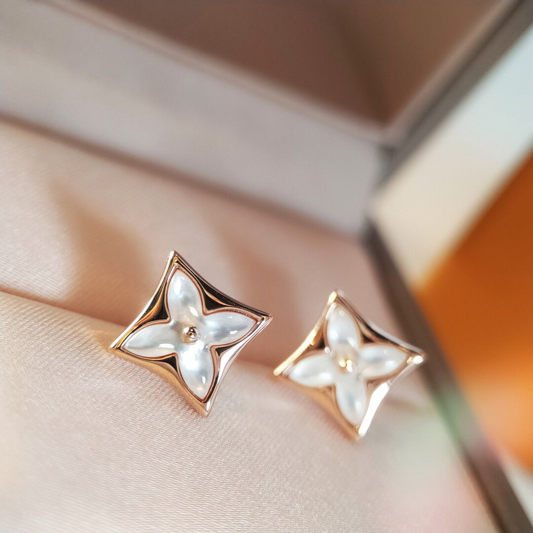 [LoveMore Jewelry]STAR MOP PINK GOLD EARRINGS