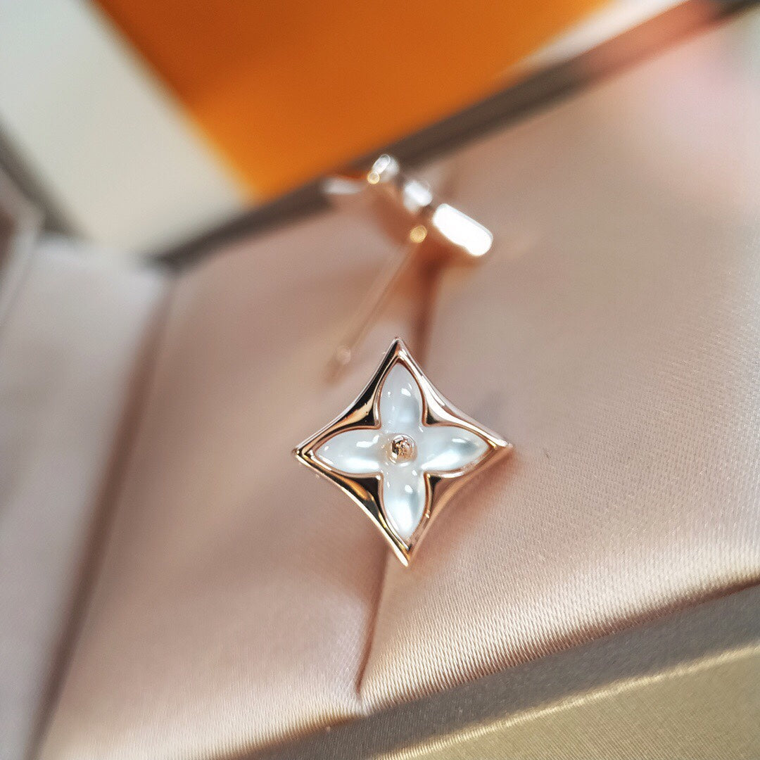[LoveMore Jewelry]STAR MOP PINK GOLD EARRINGS