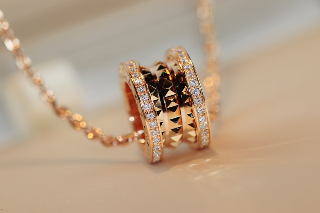 [LoveMore Jewelry]ZERO 1 ROCK PEDANT PINK GOLD NECKLACE
