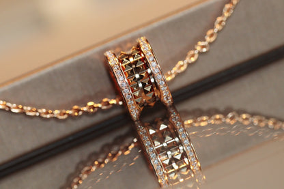 [LoveMore Jewelry]ZERO 1 ROCK PEDANT PINK GOLD NECKLACE