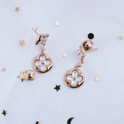 [LoveMore Jewelry]STAR AND SUN PINK GOLD MOP DROP EARRINGS