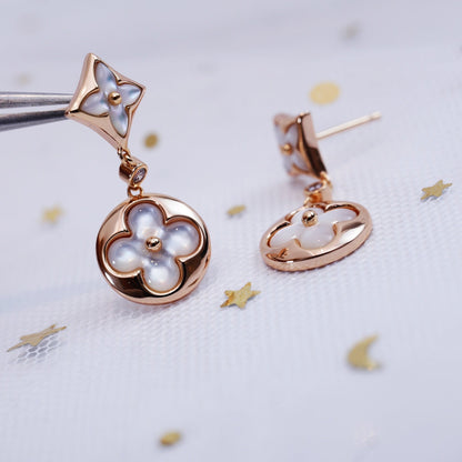 [LoveMore Jewelry]STAR AND SUN PINK GOLD MOP DROP EARRINGS