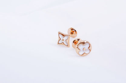 [LoveMore Jewelry]STAR AND SUN PINK GOLD MOP STUD EARRINGS