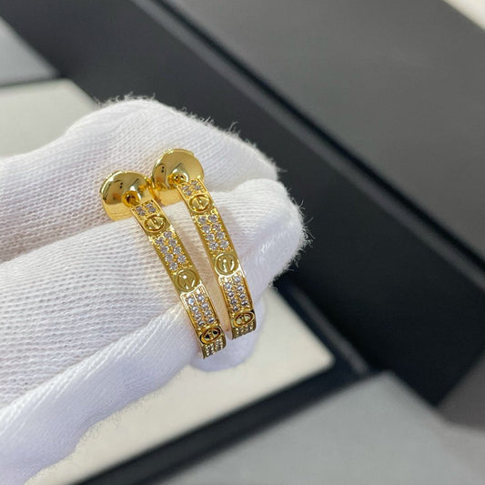 [LoveMore Jewelry]LOVE DIAMOND GOLD HOOP EARRINGS