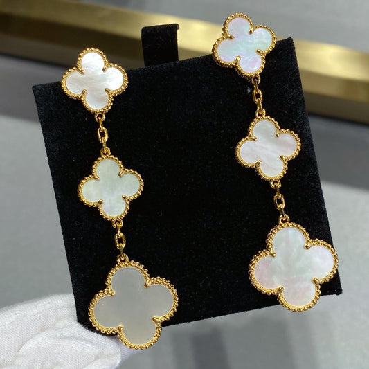 [LoveMore Jewelry]CLOVER MOP 3 MOTIFS GOLD EARRINGS