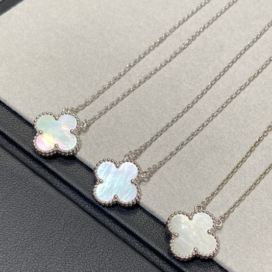 [LoveMore Jewelry]CLOVER MEDIUM SILVER WHITE MOP NECKLACE