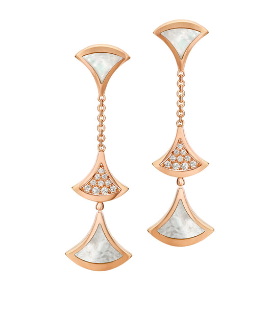 [LoveMore Jewelry]DREAM EARRINGS 3 MOTIFS DIAMOND MOP PINK GOLD