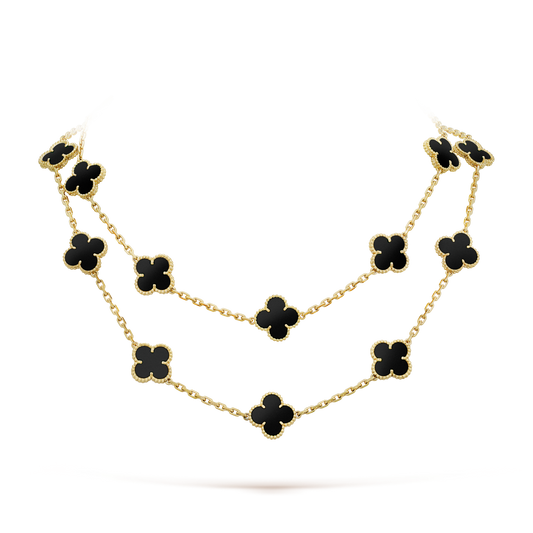 [LoveMore Jewelry]CLOVER 20 MOTIFS ONYX NECKLACE