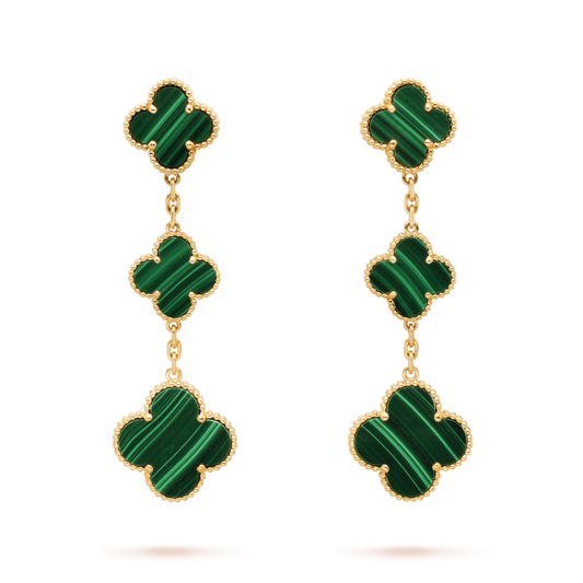 [LoveMore Jewelry]CLOVER MALACHITE 3 MOTIFS GOLD