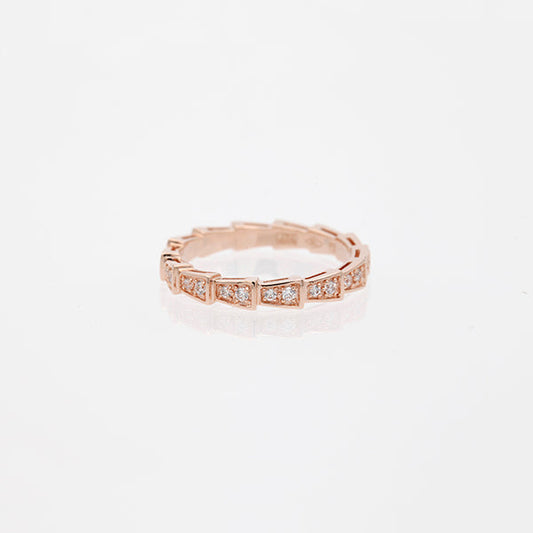 [LoveMore Jewelry]SERPENTI RING PINK GOLD DIAMOND PAVED 3MM