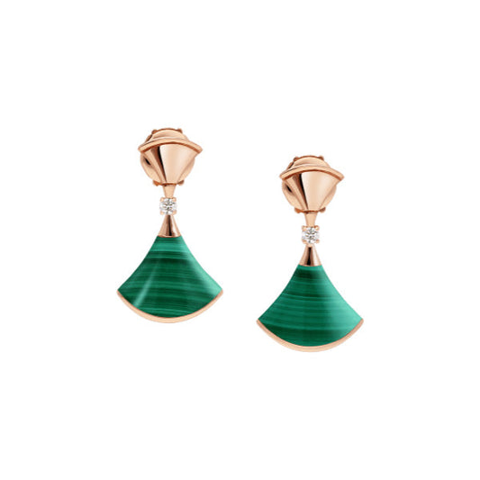 [LoveMore Jewelry]DREAM MALACHITE PINK GOLD EARRINGS