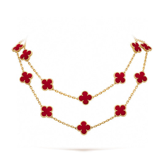[LoveMore Jewelry]CLOVER 20 MOTIFS CARNELIAN NECKLACE