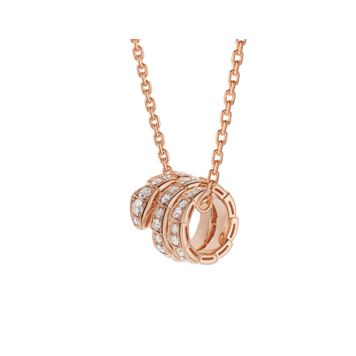 [LoveMore Jewelry]SERPENTI PINK GOLD NECKLACE DOUBLE RING DIAMOND
