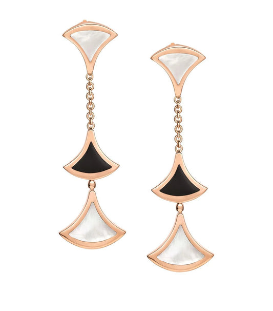 [LoveMore Jewelry]DREAM EARRINGS 3 MOTIFS ONYX MOP PINK GOLD