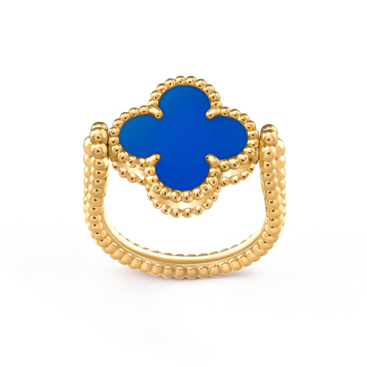 [LoveMore Jewelry]CLOVER RIVERSIBLE BLUE AGATE RING