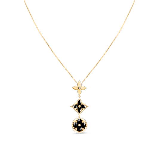 [LoveMore Jewelry]STAR AND SUN ONYX PINK GOLD NECKLACE