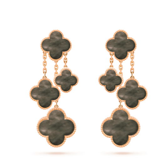 [LoveMore Jewelry]CLOVER EARRINGS DARK MOP 4 MOTIFS ROSE GOLD