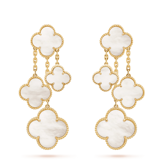 [LoveMore Jewelry]CLOVER EARRINGS WHITE MOP 4 MOTIFS GOLD